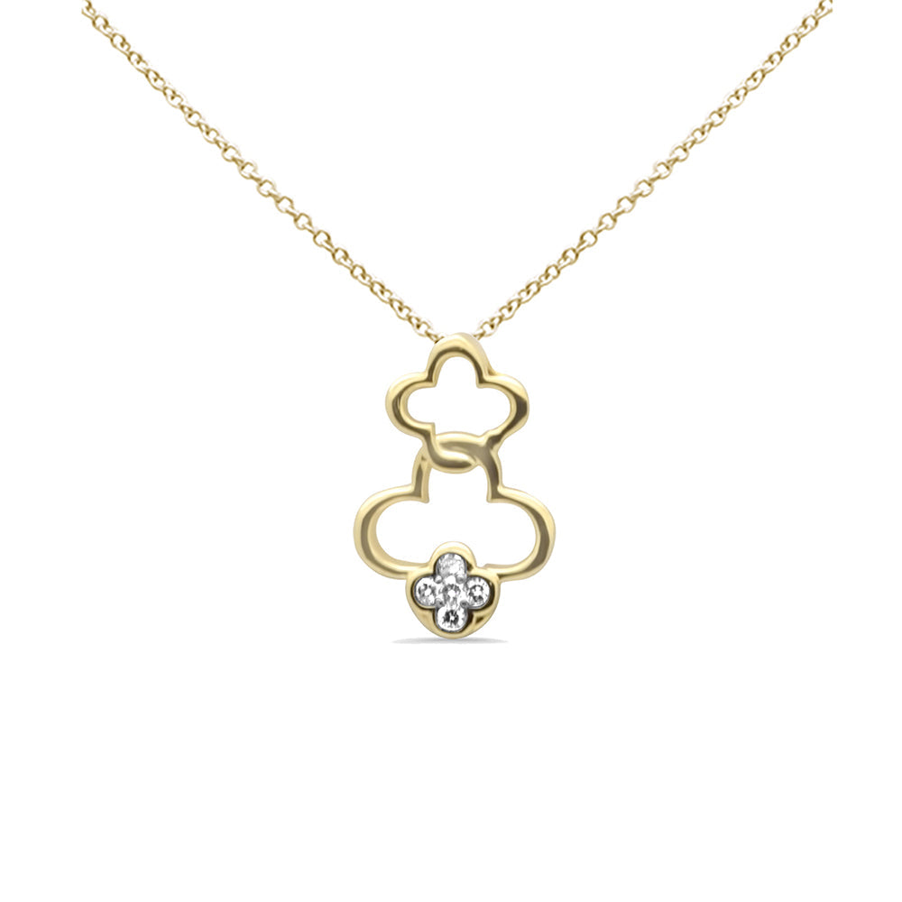 SPECIAL! .11ct G SI 14K Yellow Gold Diamond Flower Pendant Necklace 18" Long