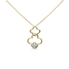 SPECIAL! .11ct G SI 14K Yellow Gold Diamond Flower Pendant Necklace 18" Long