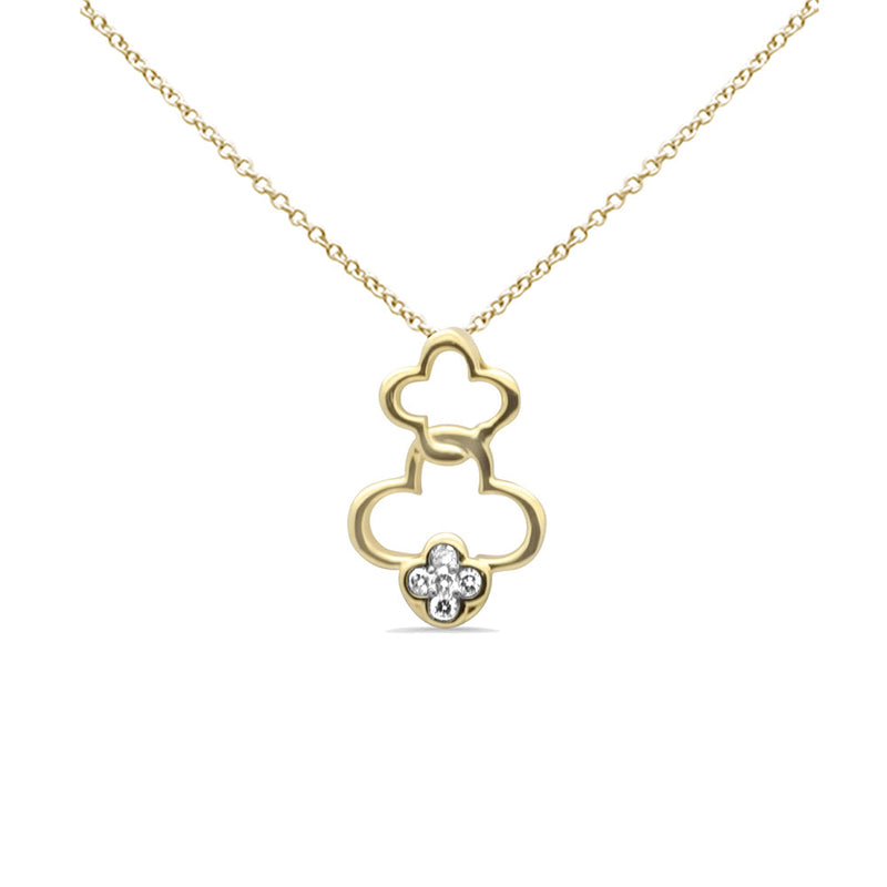 SPECIAL! .11ct G SI 14K Yellow Gold Diamond Flower Pendant Necklace 18" Long