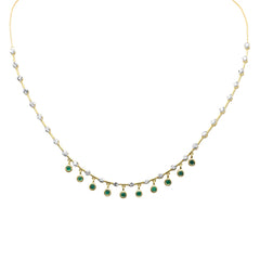 GEMSTONE CLOSEOUT!  2.25ct G SI 14K Yellow Gold Diamond & Emerald Gemstone Bar Pendant Necklace 16" +2" EXT