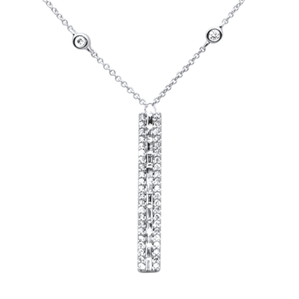 SPECIAL! .46ct G SI 14K White Gold Diamond Bar Pendant Necklace 14" +2" EXT