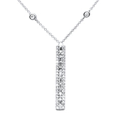 SPECIAL! .46ct G SI 14K White Gold Diamond Bar Pendant Necklace 14" +2" EXT