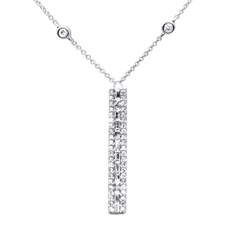 SPECIAL! .46ct G SI 14K White Gold Diamond Bar Pendant Necklace 14" +2" EXT
