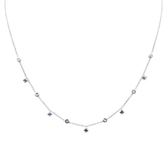 SPECIAL! .36ct G SI 14K White Gold Diamond & Blue Sapphire Pendant Necklace 16" +2" EXT