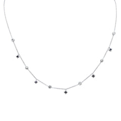 SPECIAL! .37ct G SI 14K White Gold Diamond & Blue Sapphire Gemstone Pendant Necklace 16" + 2" Ext