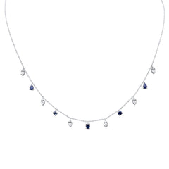 SPECIAL! 1.16ct G SI 14K White Gold Diamond & Blue Sapphire Pendant Necklace 16"+2" EXT
