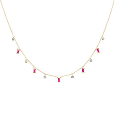 SPECIAL! .77ct G SI 14K Yellow Gold Diamond & Ruby Gemstone Pendant Necklace 16" +2" EXT