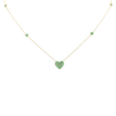 SPECIAL! .32ct G SI 14K Yellow Gold Emerald Gemstone Heart Pendant Necklace 18" Long