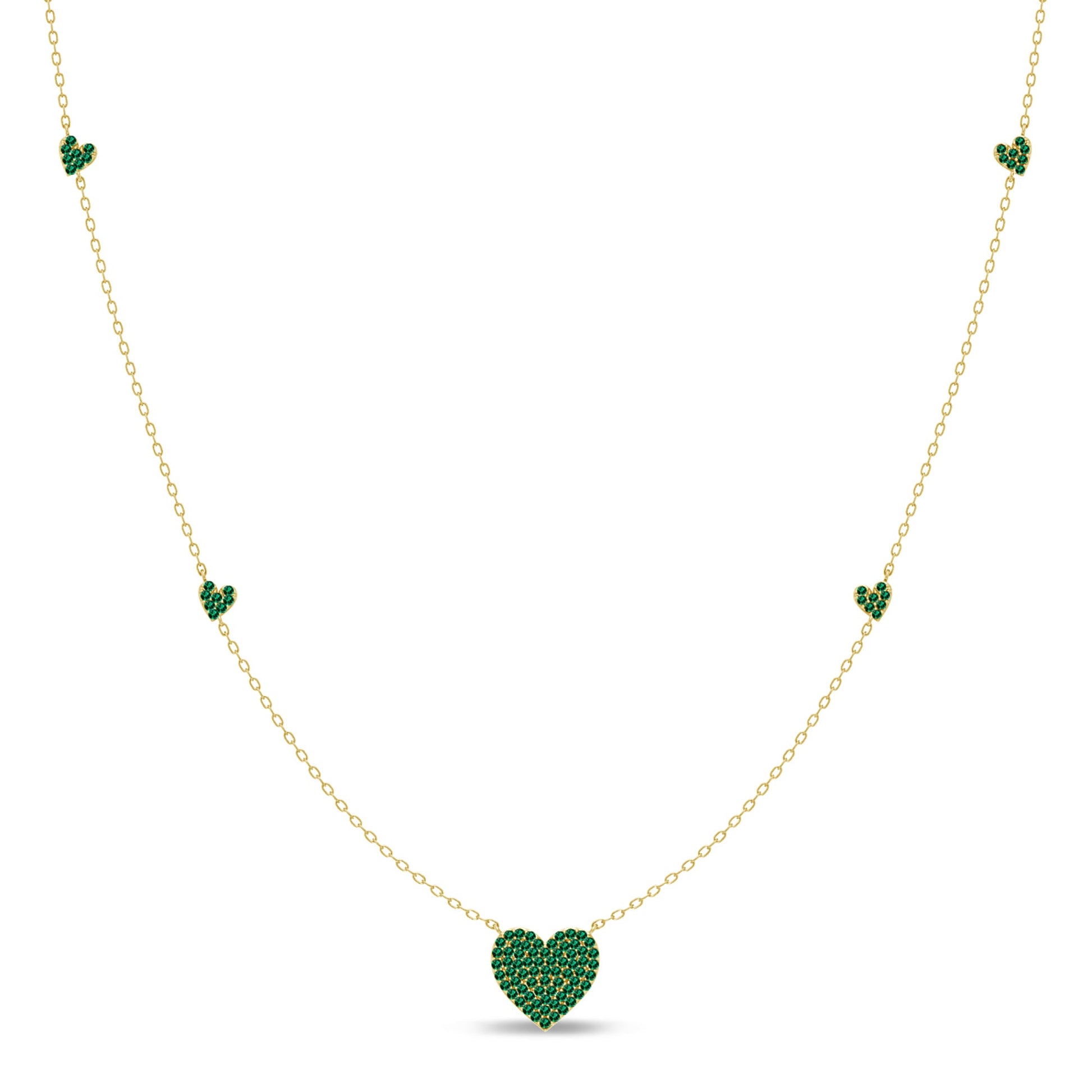 SPECIAL! .32ct G SI 14K Yellow Gold Emerald Gemstone Heart Pendant Necklace 18" Long
