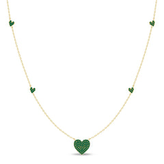 SPECIAL! .32ct G SI 14K Yellow Gold Emerald Gemstone Heart Pendant Necklace 18" Long