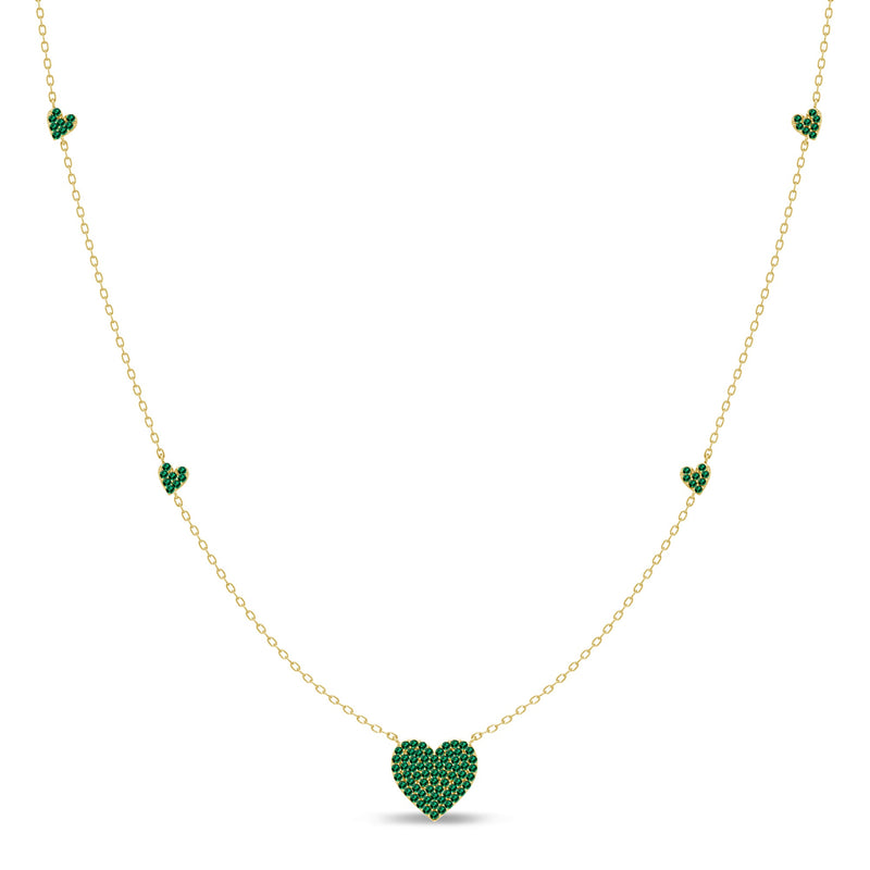 SPECIAL! .32ct G SI 14K Yellow Gold Emerald Gemstone Heart Pendant Necklace 18" Long