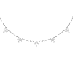 SPECIAL!.89ct G SI 14K White Gold Diamond Round & Baguette Leaf Pendant Necklace 16" +2" EXT