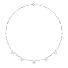 SPECIAL!.89ct G SI 14K White Gold Diamond Round & Baguette Leaf Pendant Necklace 16" +2" EXT