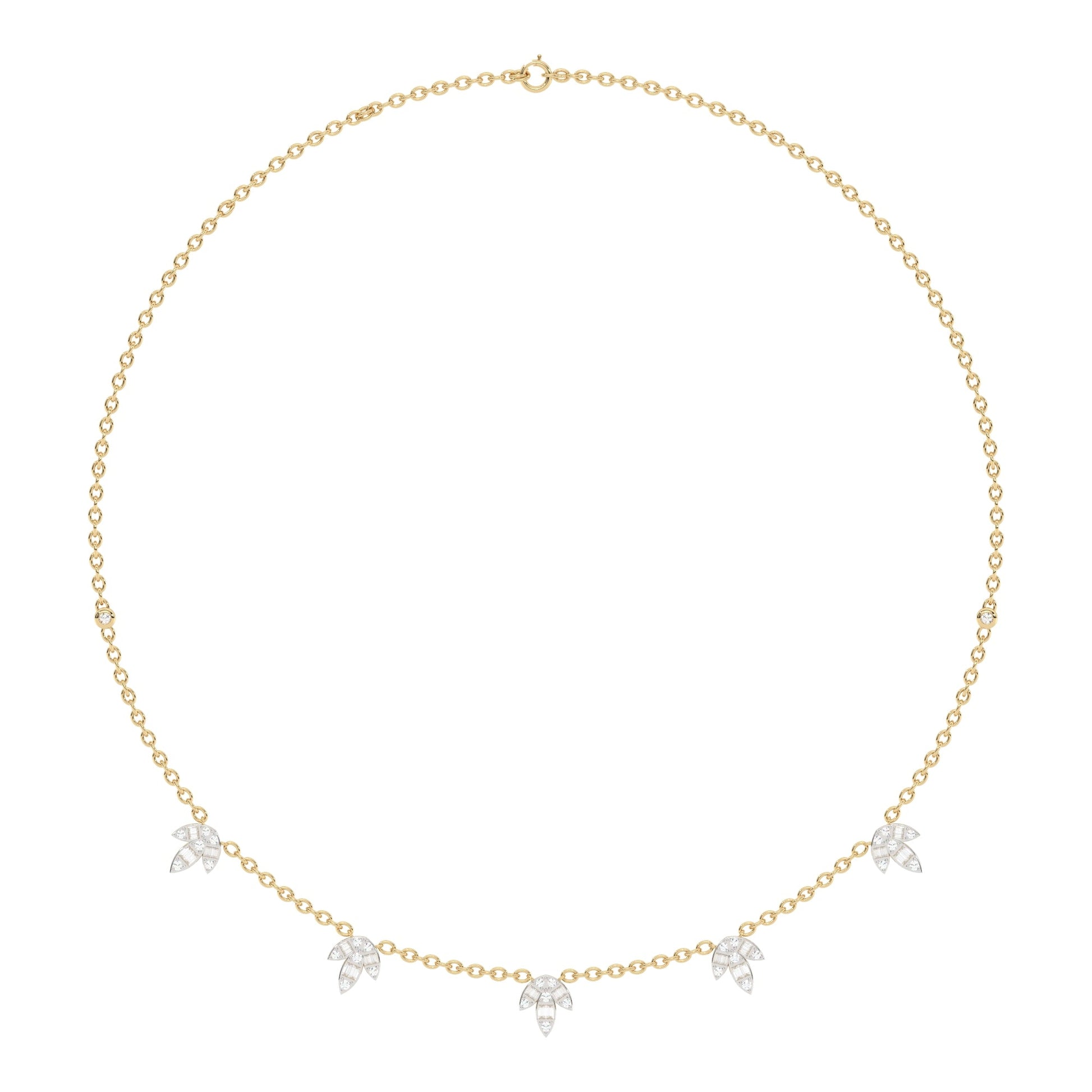 SPECIAL!1.00ct G SI 14K Yellow Gold Diamond Round & Baguette Leaf Pendant Necklace 16" +2" EXT