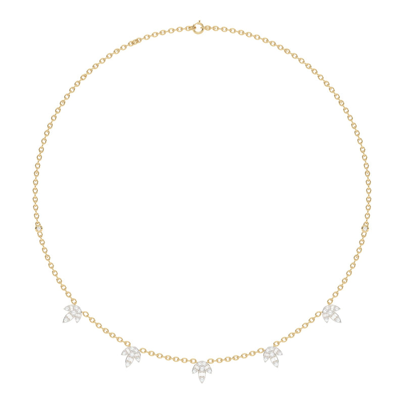 SPECIAL!1.00ct G SI 14K Yellow Gold Diamond Round & Baguette Leaf Pendant Necklace 16" +2" EXT