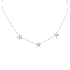 SPECIAL! .75ct G SI 14K White Gold Diamond Round & Baguette Flower Pendant Necklace 14" +2" EXT
