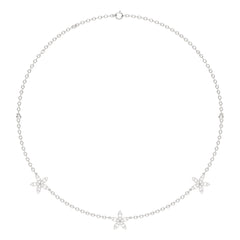 SPECIAL! .75ct G SI 14K White Gold Diamond Round & Baguette Flower Pendant Necklace 14" +2" EXT