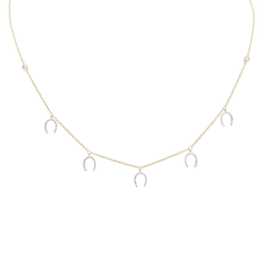 SPECIAL! .26ct G SI 14K Yellow Gold Diamond Horseshoe Pendant Necklace 14" +2" EXT