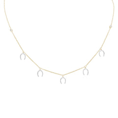 SPECIAL! .26ct G SI 14K Yellow Gold Diamond Horseshoe Pendant Necklace 14" +2" EXT