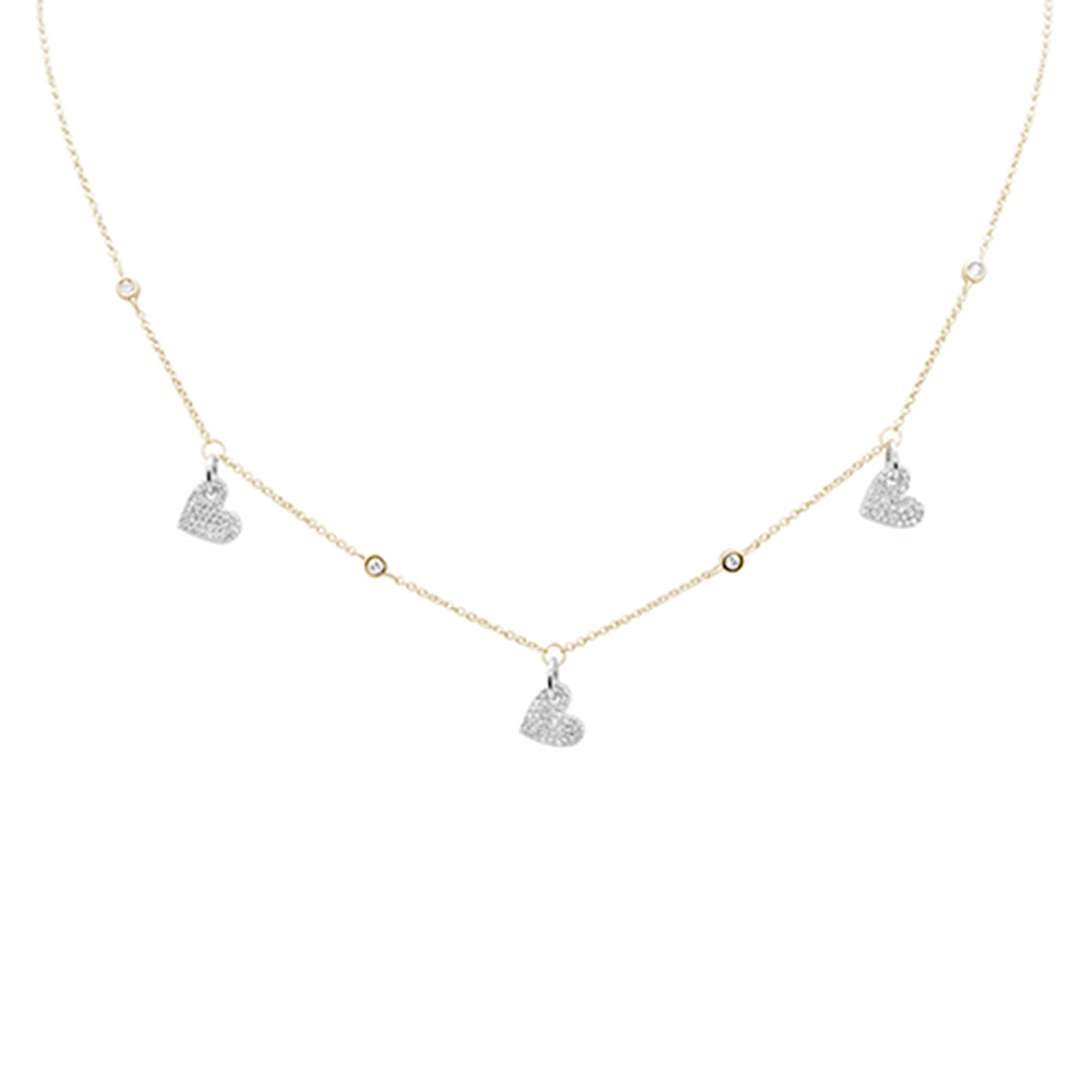 SPECIAL! .34ct G SI 14K Yellow Gold Diamond Dangling Heart Pendant Necklace 14" +2" EXT