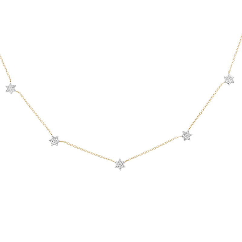 SPECIAL! .28ct G SI 14K Yellow Gold Diamond Star Pendant Necklace 16" +2" EXT