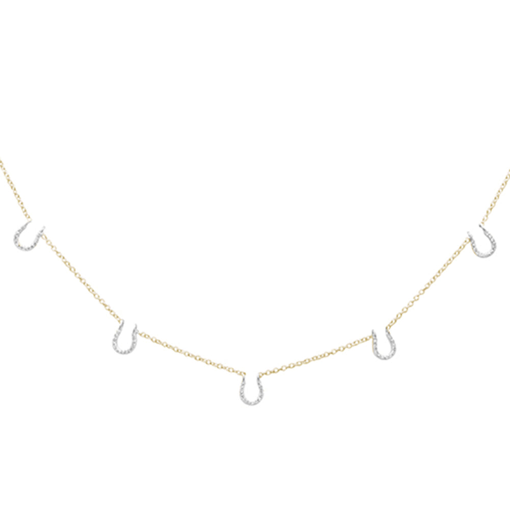SPECIAL! .11ct G SI 14K Yellow Gold Diamond Horseshoe Pendant Necklace 16" +2" EXT