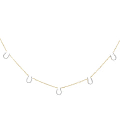 SPECIAL! .11ct G SI 14K Yellow Gold Diamond Horseshoe Pendant Necklace 16" +2" EXT