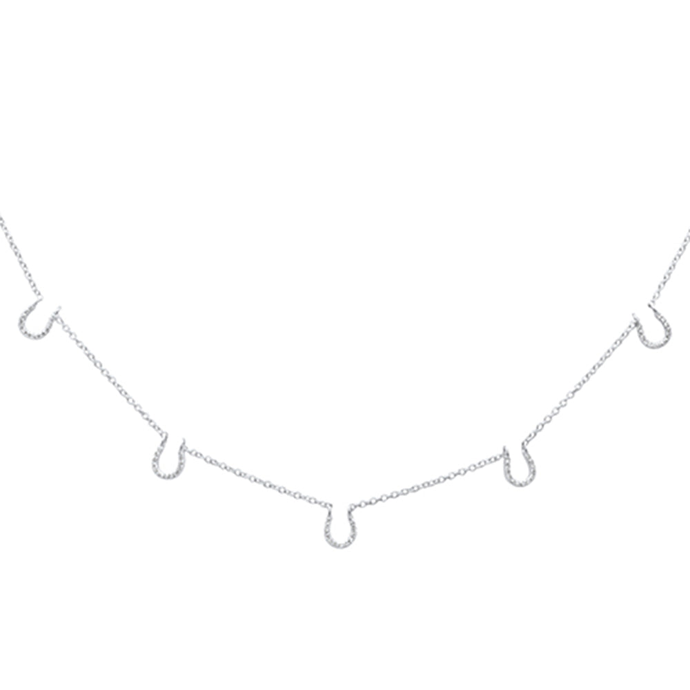SPECIAL! .11ct G SI 14K White Gold Diamond Horseshoe Pendant Necklace 16" +2" EXT