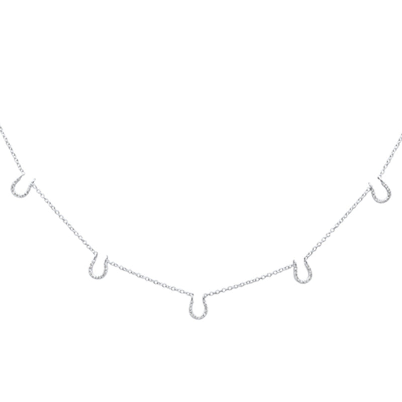SPECIAL! .11ct G SI 14K White Gold Diamond Horseshoe Pendant Necklace 16" +2" EXT
