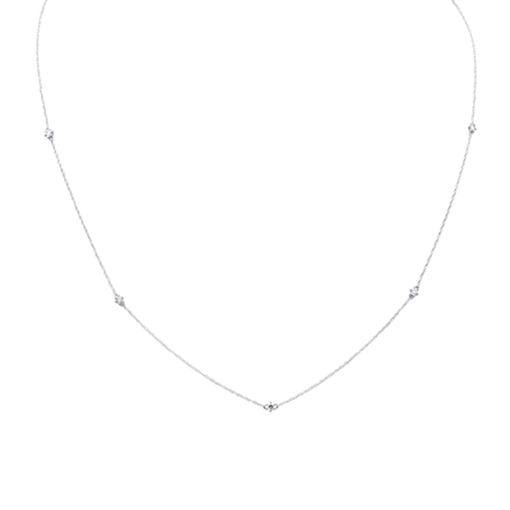 .18ct G SI 14K White Gold Diamond Pendant Necklace 18" Long