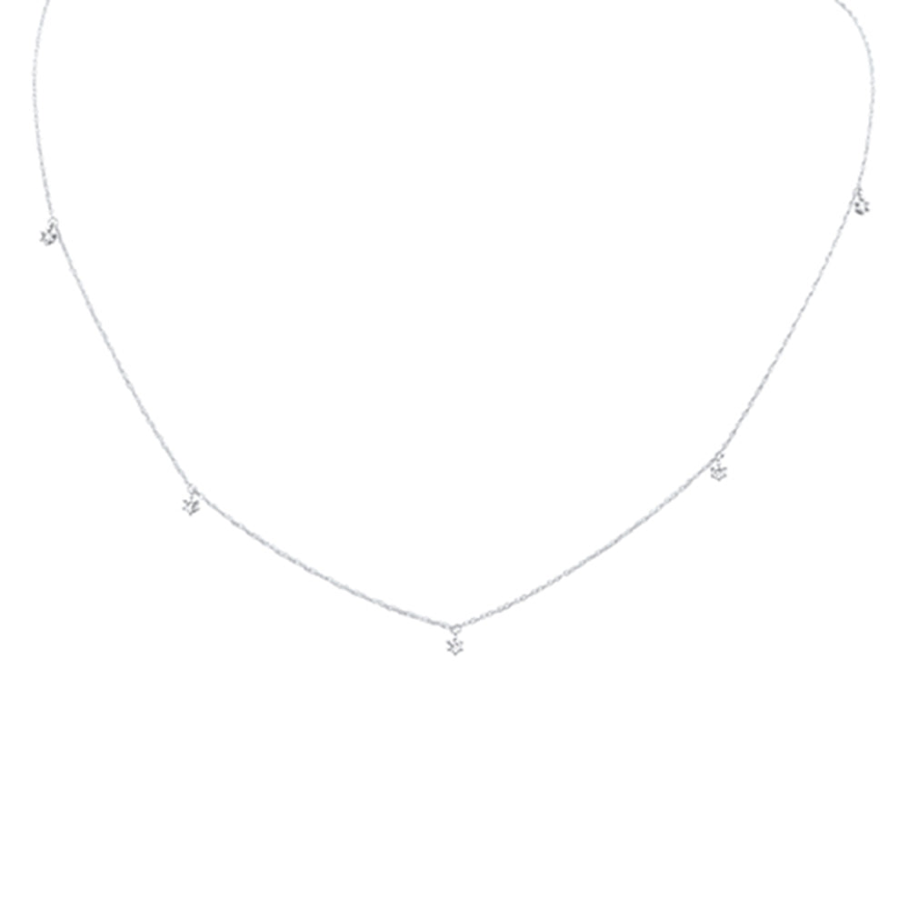 .18ct G SI 14K White Gold Diamond Dangling Pendant Necklace 18" Long