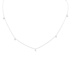 .18ct G SI 14K White Gold Diamond Dangling Pendant Necklace 18" Long