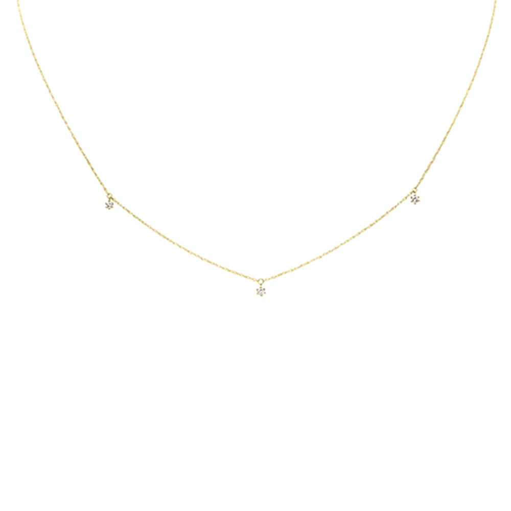 .11ct G SI 14K Yellow Gold Diamond Dangling Pendant Necklace 18" Long