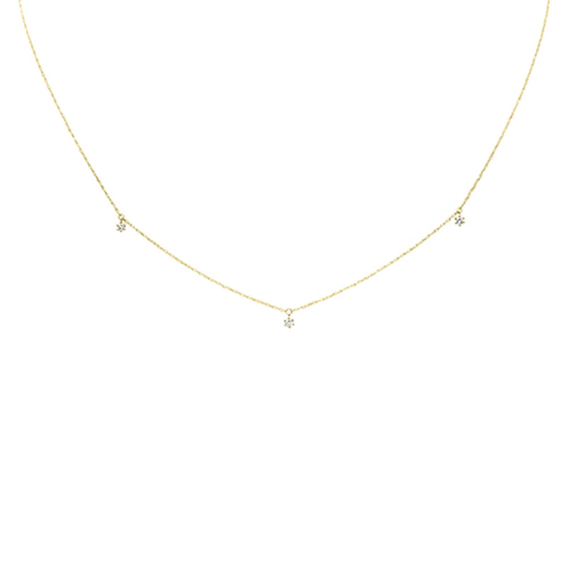 .11ct G SI 14K Yellow Gold Diamond Dangling Pendant Necklace 18" Long