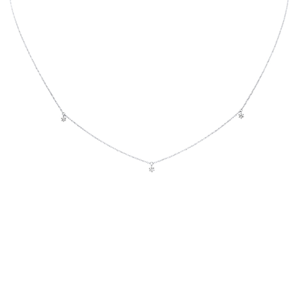 .11ct G SI 14K White Gold Diamond Dangling Pendant Necklace 18" Long