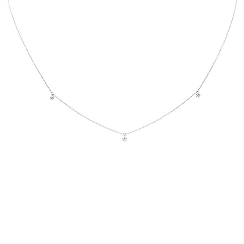 .11ct G SI 14K White Gold Diamond Dangling Pendant Necklace 18" Long