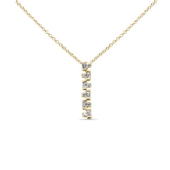 SPECIAL! .17ct G SI 14K Yellow Gold Diamond Round & Baguette Pendant Necklace 18" Long