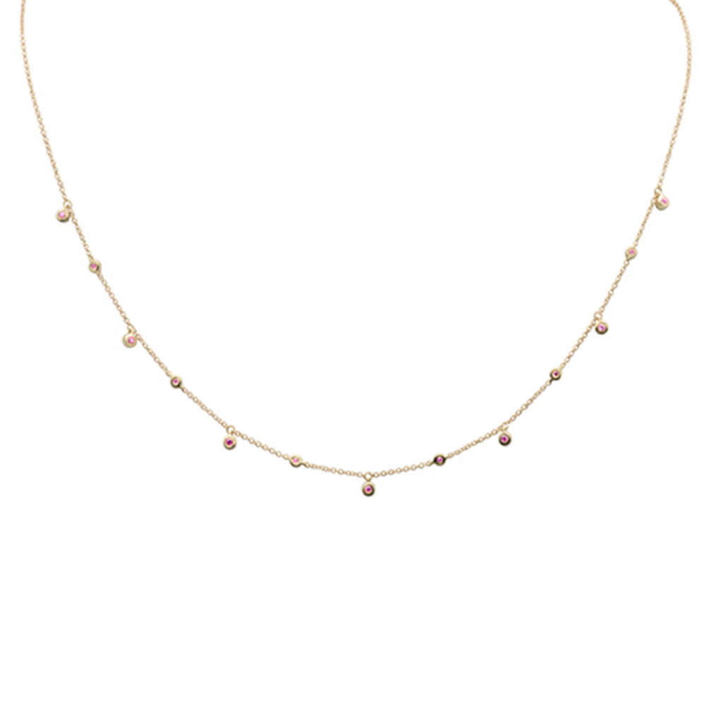 SPECIAL! .15ct G SI 14K Yellow Gold Pink Sapphire Gemstone Pendant Necklace 18" Long
