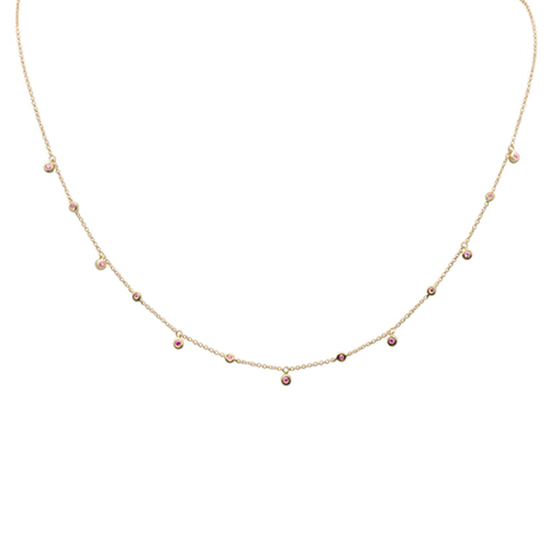 SPECIAL! .15ct G SI 14K Yellow Gold Pink Sapphire Gemstone Pendant Necklace 18" Long