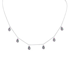 SPECIAL! .70ct G SI 14K White Gold Multi Color Gemstone Pendant Necklace 16" + 2" EXT