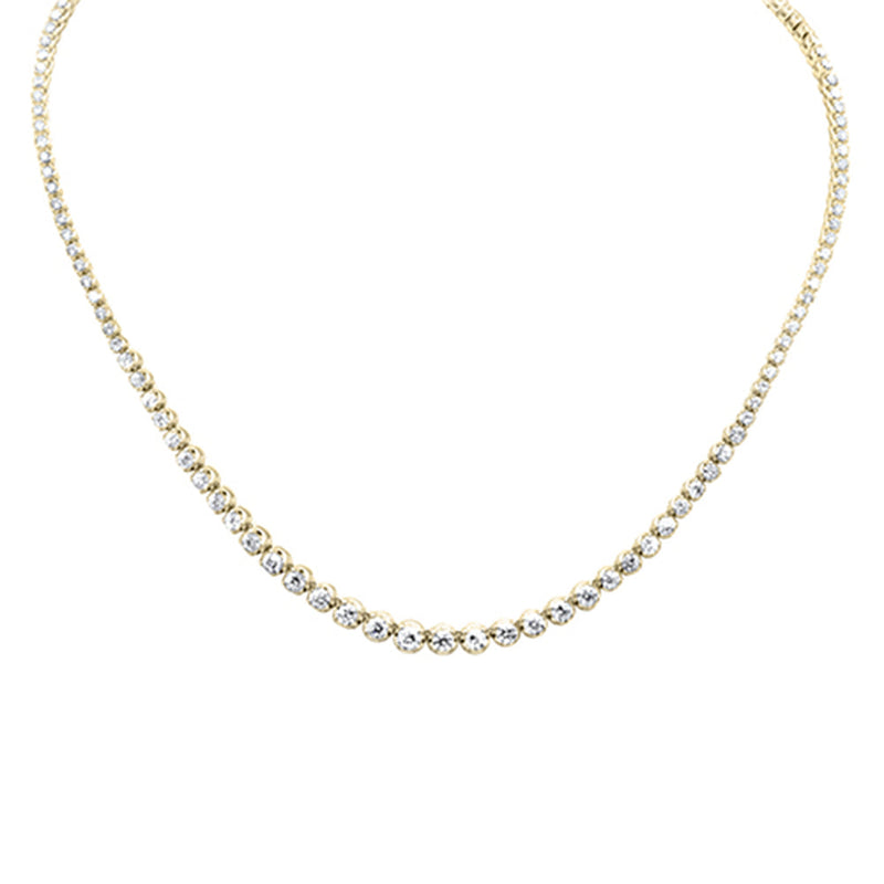SPECIAL! 4.98ct G SI 14K Yellow Gold Diamond Tennis Graduated Necklace 16" Long