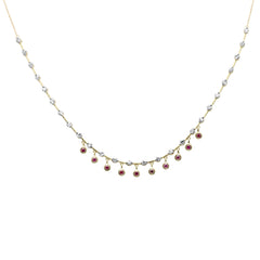 GEMSTONE CLOSEOUT!  2.37ct .64ct G SI 14K Yellow Gold Diamond & Ruby Gemstone Dangling Pendant Necklace 16" + 2" EXT