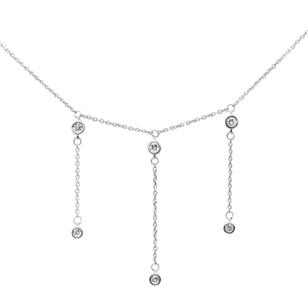 SPECIAL!.16ct G SI 14K White Gold Diamond Dangling Pendant Necklace 16" + 2" EXT