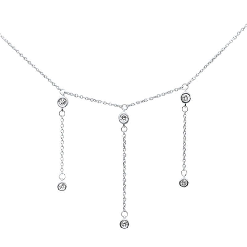 SPECIAL!.16ct G SI 14K White Gold Diamond Dangling Pendant Necklace 16" + 2" EXT