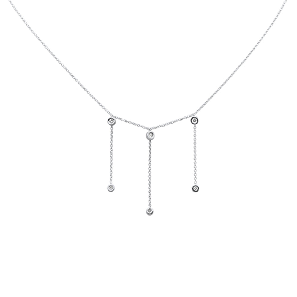 SPECIAL!.16ct G SI 14K White Gold Diamond Bezel Drop Pendant Necklace 16" + 2" Ext