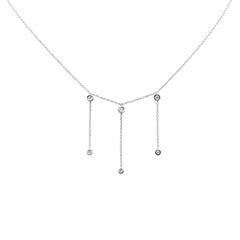 SPECIAL!.16ct G SI 14K White Gold Diamond Bezel Drop Pendant Necklace 16" + 2" Ext