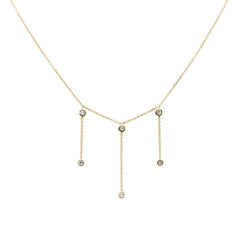 SPECIAL! .17ct G SI 14K Yellow Gold Diamond Dangling Bezel Pendant Necklace 16" + 2" Ext