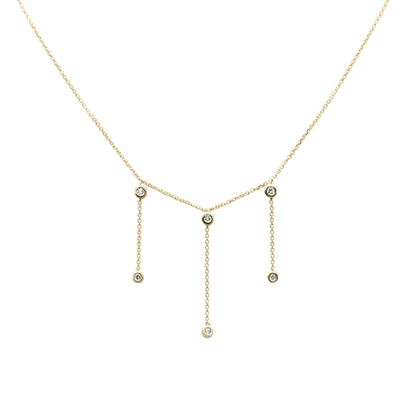 SPECIAL! .17ct G SI 14K Yellow Gold Diamond Dangling Bezel Pendant Necklace 16" + 2" Ext