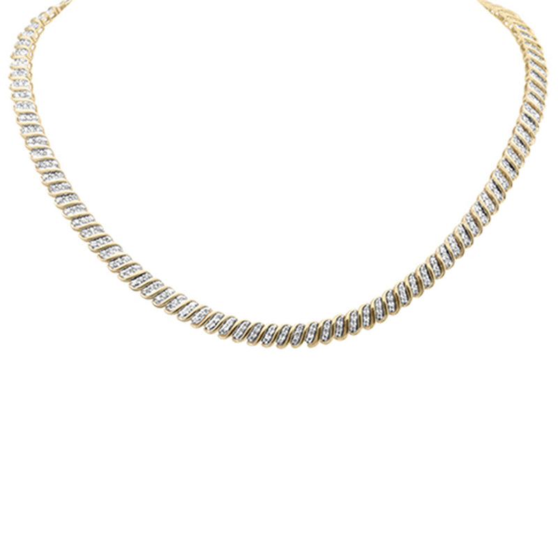 DIAMOND  CLOSEOUT!  3.46ct G SI 14K Yellow Gold Round Diamond Necklace 14" + 2" EXT