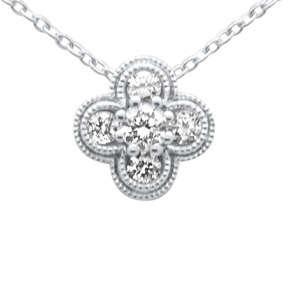 SPECIAL! .20ct G SI 14K White Gold Diamond Flower Pendant Necklace 18" Long